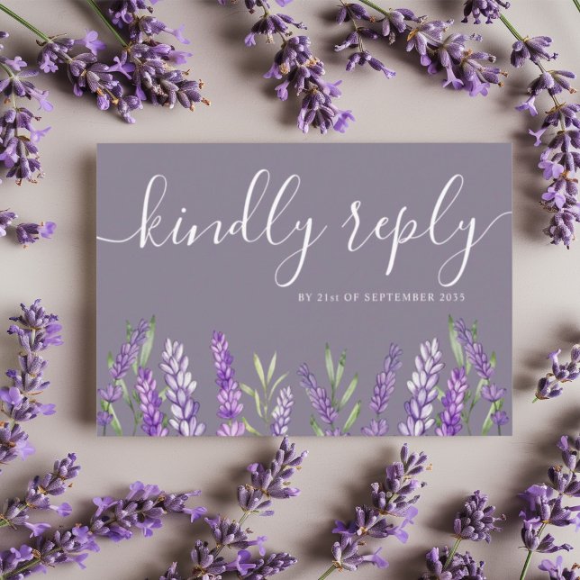 Elegante Lavendel & Foliage UAWG Wedding RSVP Karte (Von Creator hochgeladen)
