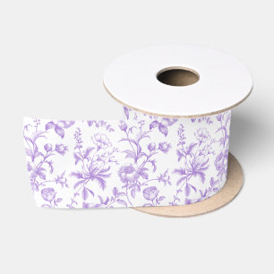 Elegante Lavendel-Grandmillennial-Toile-Blume Satinband