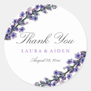 Elegante Lavendel-Hochzeitsaufkleber Runder Aufkleber