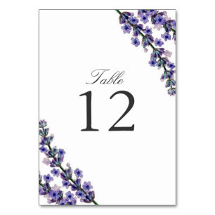Elegante Lavendel-Hochzeitstisch-Nummernkarte Tischnummer