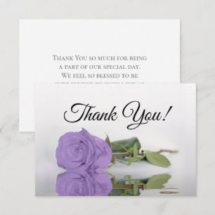 Elegante Lavendel-Lila-Rose Einfache Hochzeit Dankeskarte