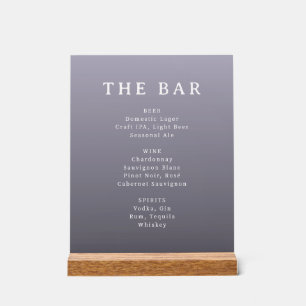 Elegante Lavendel-Minimalist-Bar-Speisekarte Acrylschild