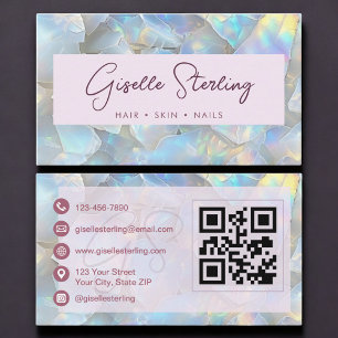 Elegante Lavendel-Opal-QR-Code-Visitenkarte für Pr Visitenkarte