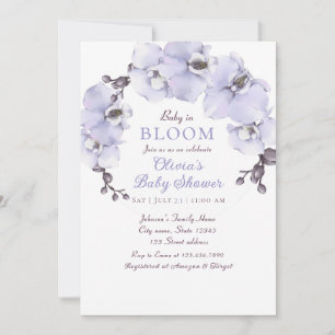 Elegante Lavendel-Orchideen-Baby-Shower Einladung