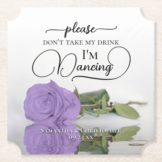 Elegante Lavendel-Rose Nehmt meine Trinkehe nicht. Untersetzer (Vorderseite)