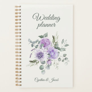 Elegante Lavendel-Rosen-Eukalyptus-Hochzeitsplaner Planer