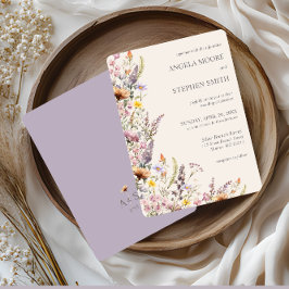 Elegante Lavendel-, Rosenholz- und Creme-Wildblume Einladung