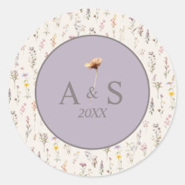 Elegante Lavendel-, Rosenholz- und Creme-Wildblume Runder Aufkleber
