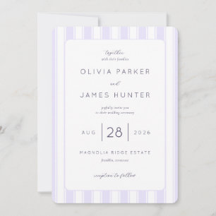 Elegante Lavendel-Streifen-Hochzeitseinladung Einladung