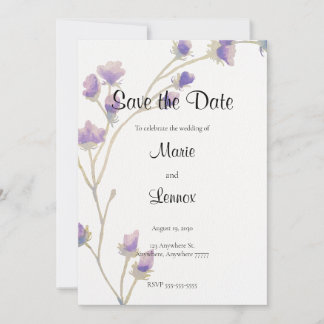 Elegante Lavendel- und violette Floralranke - Save The Date