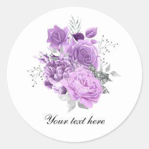 Elegante lavendelfarbene Rosen anpassbar Runder Aufkleber