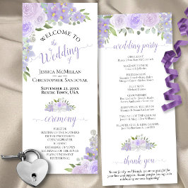 Elegante Lavender Boho Hochzeit mit floraler Wasse Programm