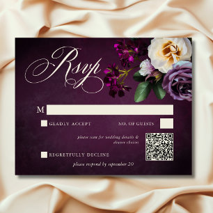 Elegante Lavender & Burgund Blumenzettel RSVP Karte