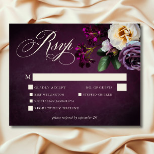 Elegante Lavender & Burgund Blumenzettel RSVP Karte