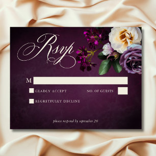 Elegante Lavender & Burgund Blumenzettel RSVP Karte