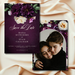 Elegante Lavender & Burgund Blumenzettel Save The Date