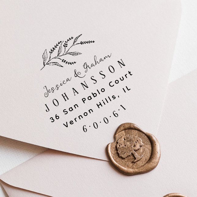 Elegante Lavender Couples Names Rücksendeadresse Permastempel (Elegant Lavender Couples Names Return Address Self-inking Stamp)