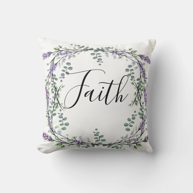 Elegante Lavender eucalyptus boho Wasserfarbe Kissen (Vorderseite)
