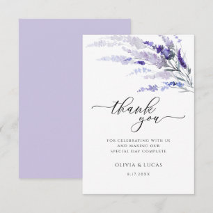 Elegante Lavender Floral Botanische Wiese Hochzeit Dankeskarte