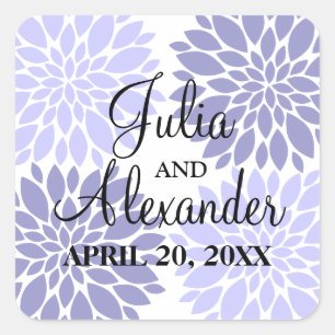 Elegante Lavender Floral Burst Hochzeiten Siegel Quadratischer Aufkleber
