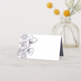 Elegante Lavender Floral Kontur Hochzeit Platzkarte