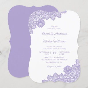Elegante Lavender Floral Lace Wedding Einladung