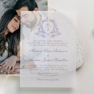 Elegante Lavender Floral Wappen Monogram Wedding