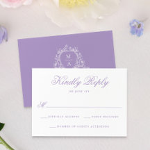 Elegante Lavender Floral Wappen Monogram Wedding