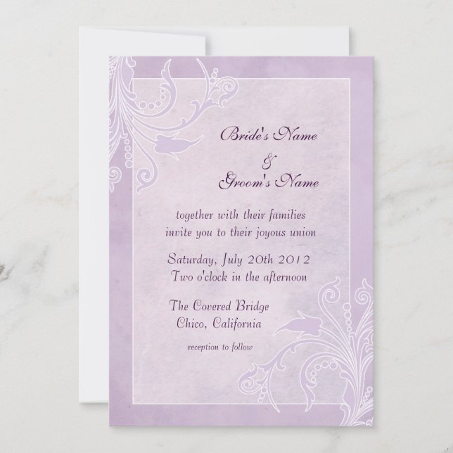 Elegante Lavender Floral Wedding Einladungen (Vorderseite)
