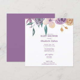 Elegante Lavender & Gold Floral Baby Dusche Einladung