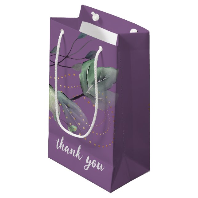 Elegante Lavender Greenery Gastgeschenk Hochzeit G Kleine Geschenktüte (Vorderseite Schrägansicht)