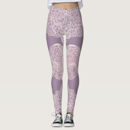 Elegante Lavender Lace Pattern Leggings Art