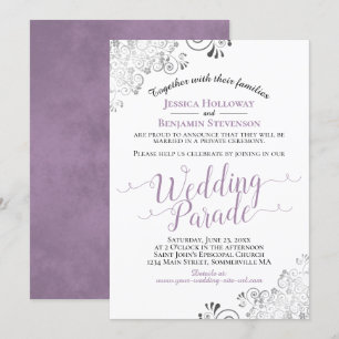 Elegante Lavender & Lacy Gray Wedding Parade Einladung
