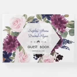 Elegante Lavender Lila Blumenblütenhochzeit Gästebuch