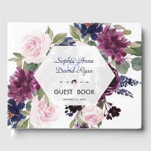 Elegante Lavender Lila Blumenblütenhochzeit Gästebuch