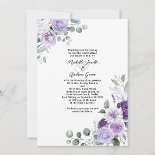 Elegante Lavender Lila Wasserfarbenhochzeit Einladung