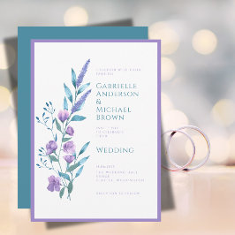 Elegante Lavender Lila Wasserfarbenkarte Einladung