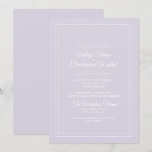 Elegante Lavender Lila White Wedding Einladung