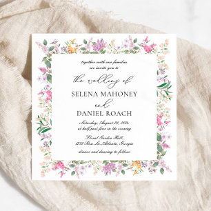 Elegante Lavender Lila Wildblumen Hochzeit Einladung