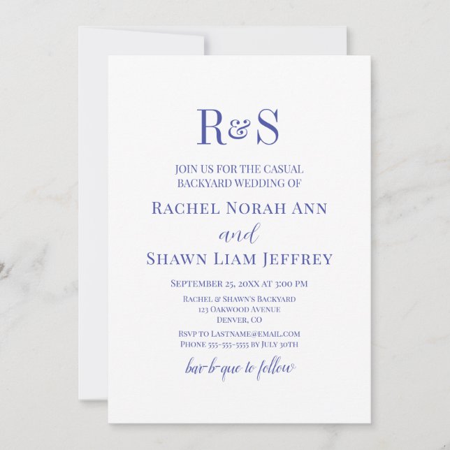 Elegante Lavender Monogram Backyard Wedding Einladung (Vorderseite)