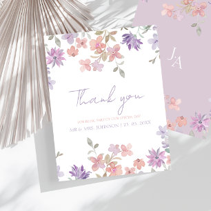 Elegante Lavender Pink Whimsical Wildblume Hochzei Dankeskarte