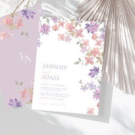 Elegante Lavender Pink Whimsical Wildblume Hochzei Einladung