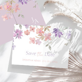 Elegante Lavender Pink Whimsical Wildblume Hochzei Save The Date