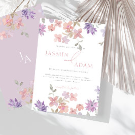 Elegante Lavender & Pink Wildblumen Hochzeit Einladung