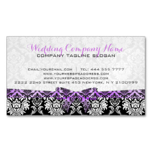 Elegante Lavender Ribbon Black & White Damasks 2 Magnetische Visitenkarte