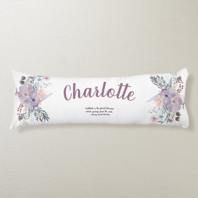 Elegante Lavender- und Peach-Blume Seitenschläferkissen (Vorderseite)