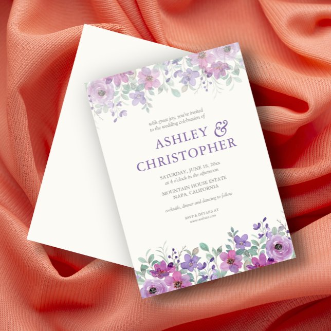Elegante Lavender Watercolor Floral Wedding Einladung (Von Creator hochgeladen)