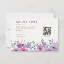 Elegante Lavender Watercolor Floral Wedding RSVP Karte