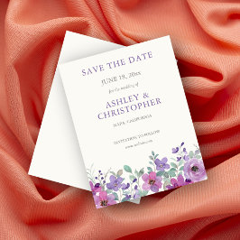Elegante Lavender Watercolor Floral Wedding Save The Date
