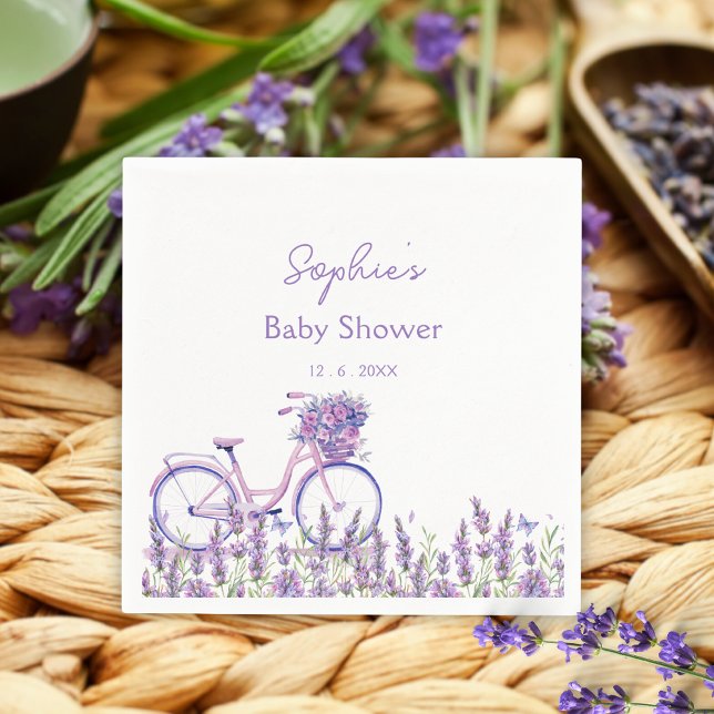 Elegante Lavender Wildblume Bicycle Baby Shower Serviette (Von Creator hochgeladen)